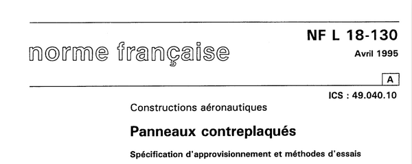 Contreplaqué construction aéronautique-norme nf l 18-130